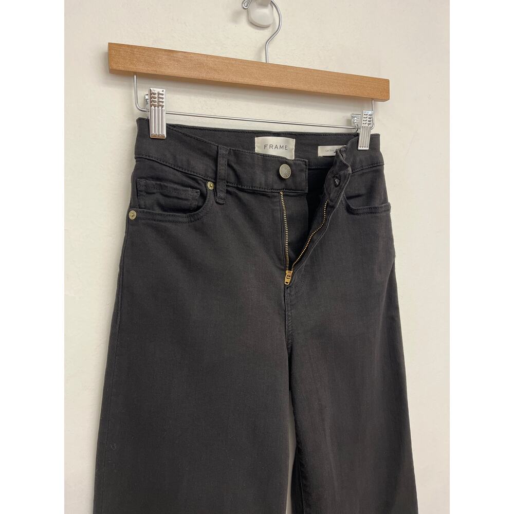 FRAME Le Slim Palazzo Wide Leg Flare High Rise Stretch Black Jeans - Size 25 - Picture 6 of 11